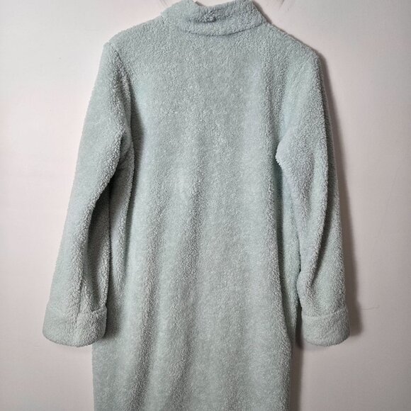 L.L. Bean Women's Size M Petite Plush Full Zip-Up Robe Housecoat Dusty Blue - Picture 5 of 7